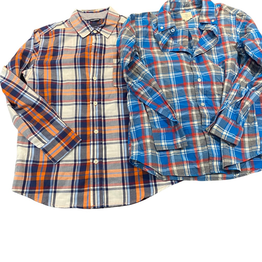 Boys Plaid Button-Down Shirt Bundle – Size 10/12 – 2 Pieces